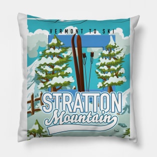 Stratton Mountain Ski poster Pillow