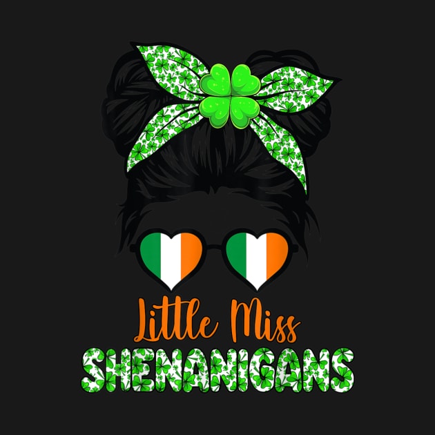 Messy Bun Little Miss Shenanigans Happy Saint Patrick's Day by Mhoon 