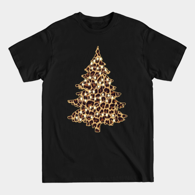 Disover Leopard Print Merry Christmas Tree Lights Xmas Women Gift - Christmas Trees - T-Shirt