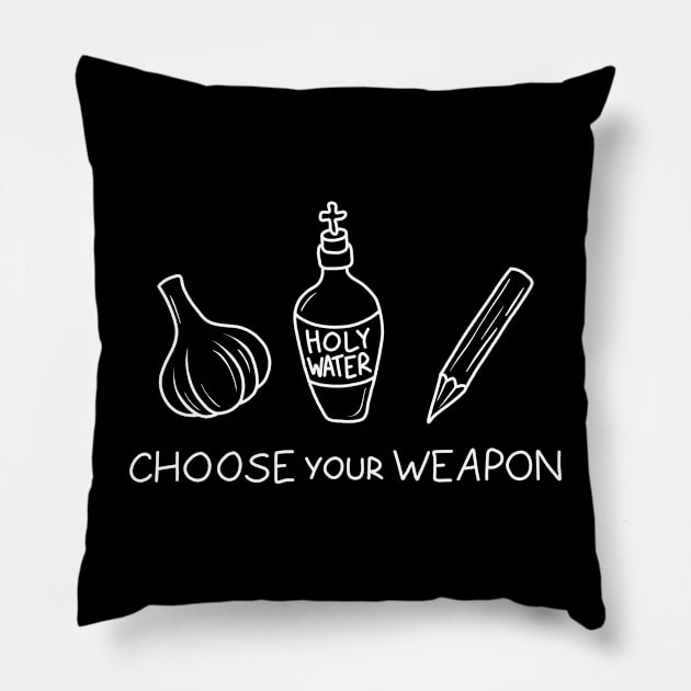 Vampire slayer - Choose your weapon Pillow by valentinahramov