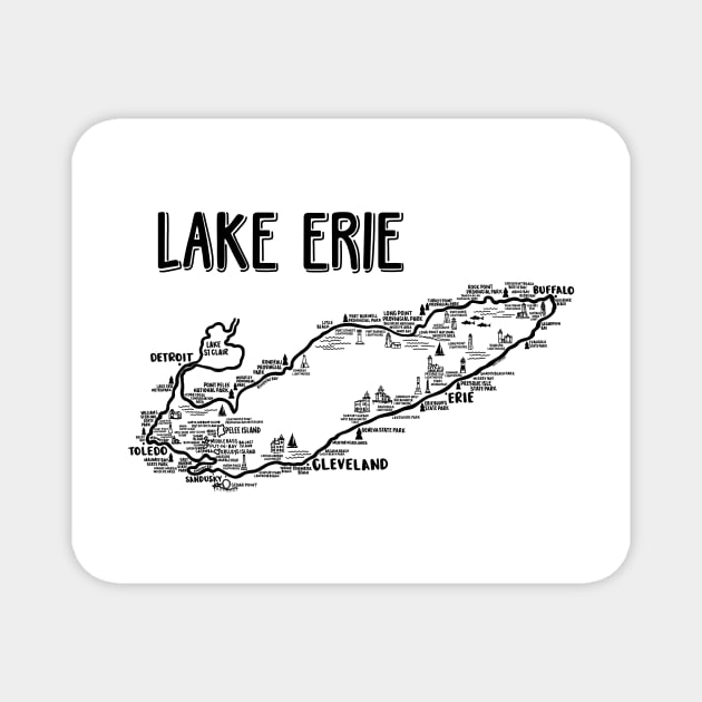 Lake Erie Map Magnet by fiberandgloss