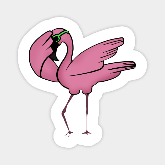 Funny Flamingo Dab Dabbing Dancing, Love Flamingos Magnet by dukito