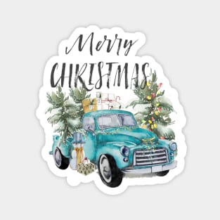 Rustic Farmhouse Christmas Truck Magnet