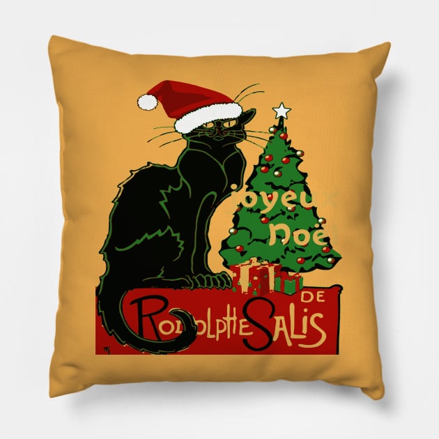 Joyeux Noel Le Chat Noir Spoof With Yule Tree v2 Pillow by taiche