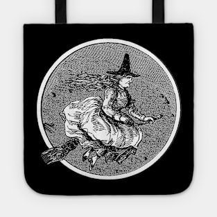 Vintage Witch on Broom Tote