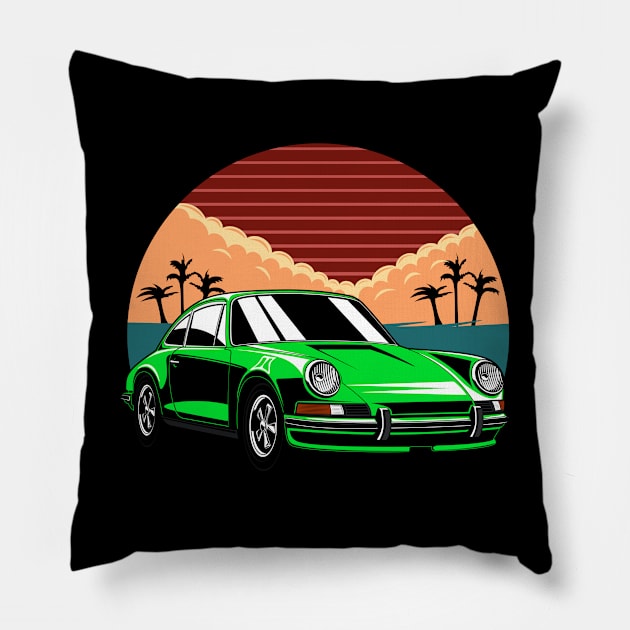 green 912 vintage car Pillow by dipurnomo