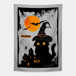 Cute Halloween Black Cat Tapestry