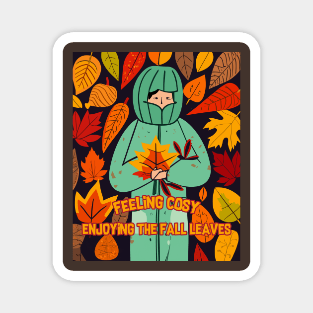 Enjoying the Fall Leaves Magnet by Kingrocker Clothing