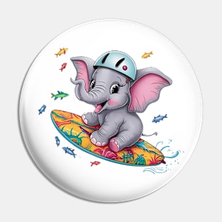 Baby Elephant Surfer Pin