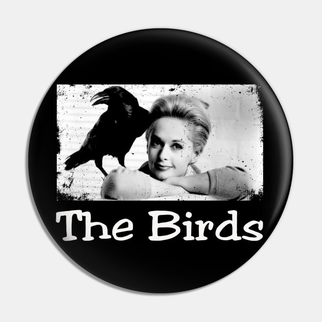 Flock of Fear Hitchcocks Birds Vintage Movie Shirt Pin by Camping Addict