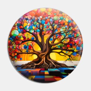 Tree Civilization Concept Abstract Colorful Scenery Painting Pin