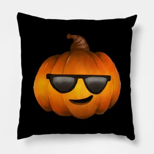 Halloween Pumpkin Cool Face with shades Pillow