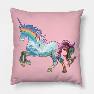 Unicorne Fantasy Rainbow Landscape - For Kids Pillow