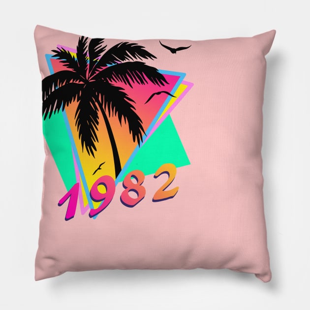 1982 Tropical Sunset Pillow by Nerd_art