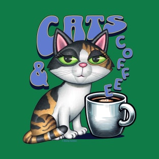 Calico Cats and Coffee T-Shirt