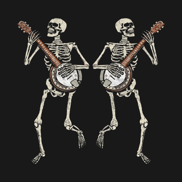 Retro Dancing Skeleton Pair Banjo Vintage Graphic by Sinclairmccallsavd