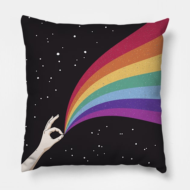 Hand and rainbow Pillow by arvitalya