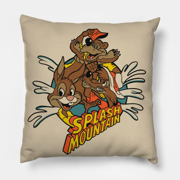 Splash Mountain Retro Style Pillow by Legend of Louis Design Co.