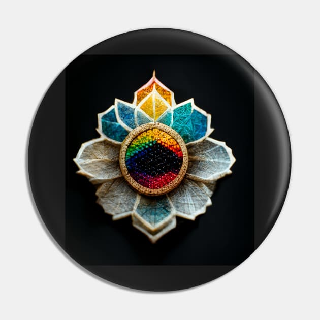 embroidered Rainbow flower mandala Pin by StoneyPhenix