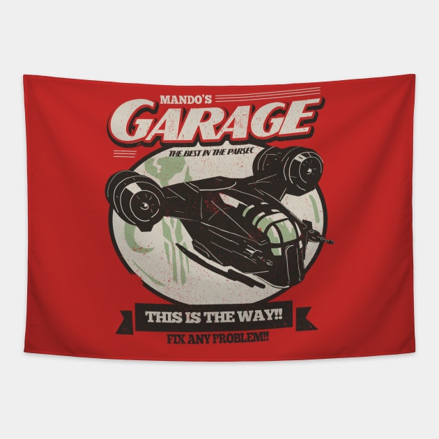 Mando's Garage Tapestry by Piercek25