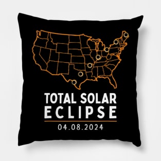 America Totality Total Solar Eclipse April 8 2024 USA Map Pillow