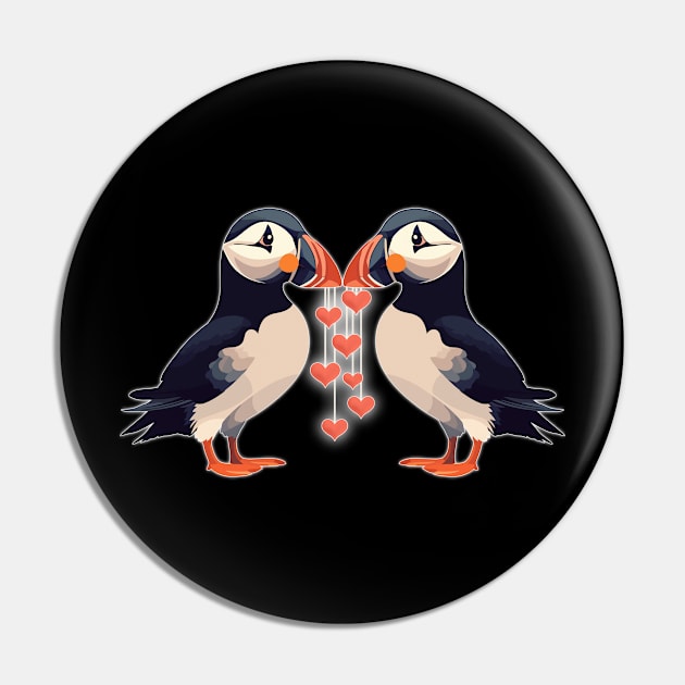 Puffin' Lovin" - Dark Colors Pin by MonarchGraphics