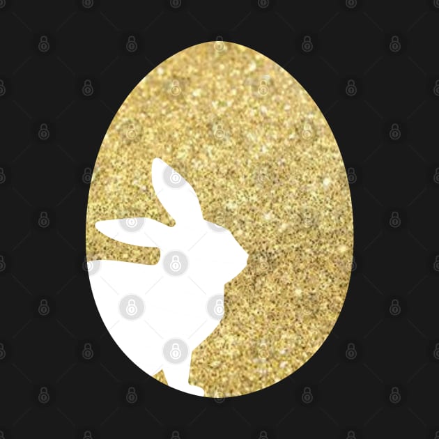 Easter Bunny Silhouette in Gold Faux Glitter Easter Egg by Felicity-K