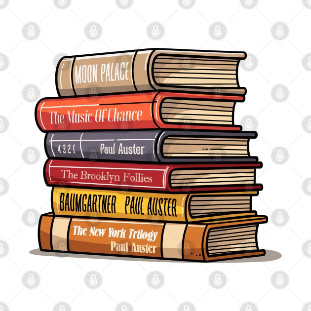 Paul Auster Book Stack - Book Lovers Gift by DankFutura