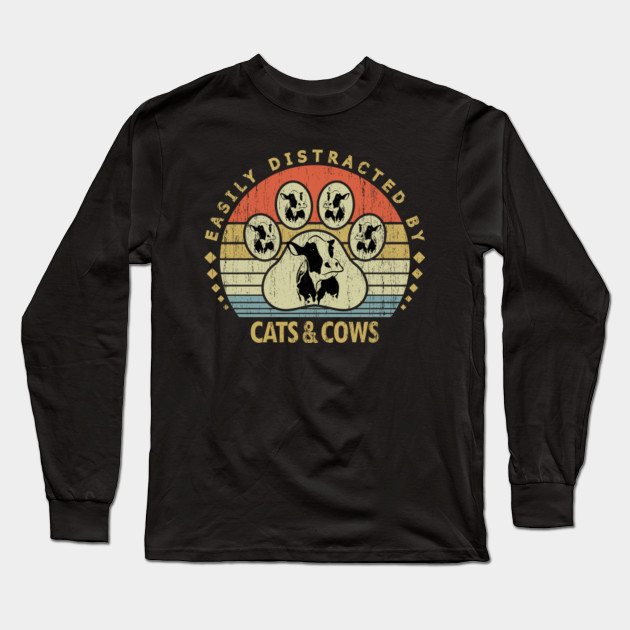 Easily Distracted By Cats And Cows Gift For Cow Lover Cat Lover