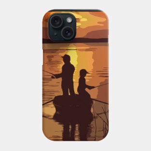 Father Son Fishing Sunset Phone Case