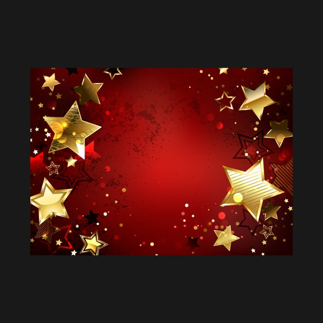 Red Background with Gold Stars by Blackmoon9