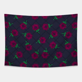 Anemone Field Mulberry Red Tapestry