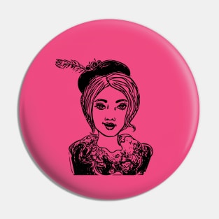 Woman in a hat Pin