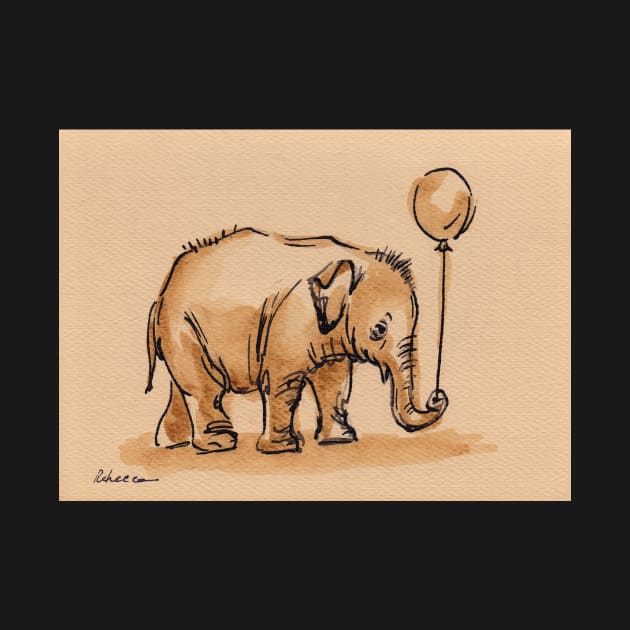 My Balloon: Baby Elephant Watercolor Painting #6 by tranquilwaters