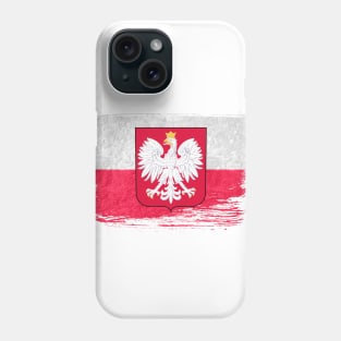 Poland flag - grunge brick stone Phone Case