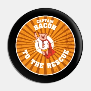 Captain Bacon to the Rescue - Funny Retro BBQ Barbecue Pin