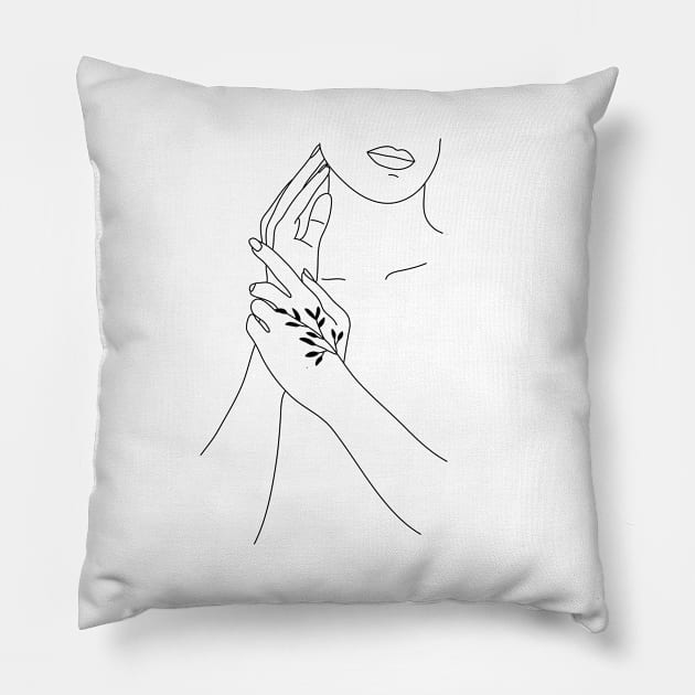 Minimal woman line artwork Pillow by MinimalLineARt