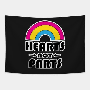 Hearts Not Parts Pansexual Pride Tapestry