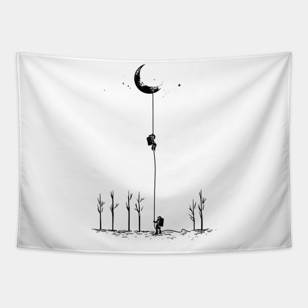 Astronaut Moon Climb Tapestry by cwtu26