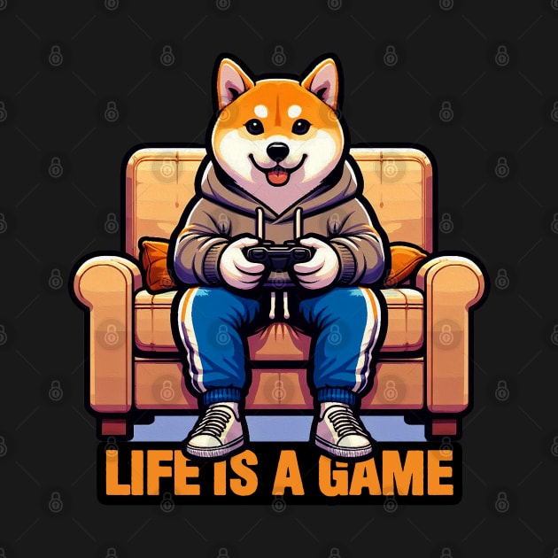Life Is A Game meme Shiba Inu Gamer Play Video Games by Plushism