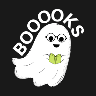 Booooks Halloween Librarian Ghost Reading Book T-Shirt