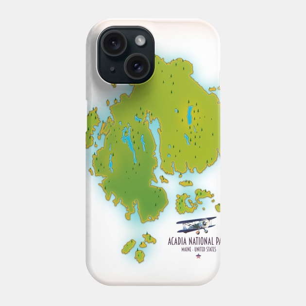 Acadia national park Map Phone Case by nickemporium1