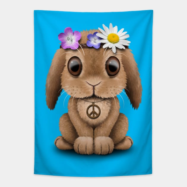 Cute Baby Bunny Hippie Tapestry by jeffbartels