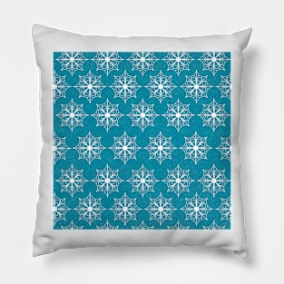 Snowflake Flower Pattern - Light Blue Pillow