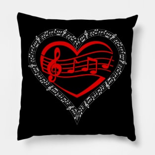 Music Notes Heart Pillow