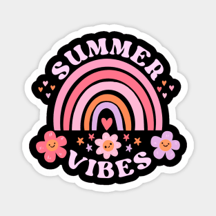 Summer vibes cute pink groovy summer time design Magnet