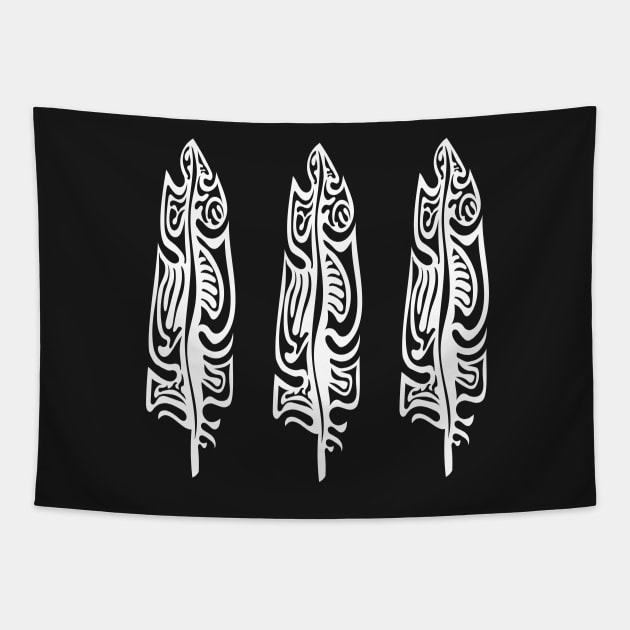 Three Feathers Respect Indigenous WAWEZHI CANADA Tapestry by WAWEZHI