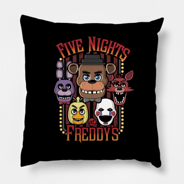 Five Nights At Freddy's Multi-Character Design Pillow by DeepFriedArt