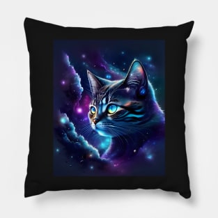 Space Cat - Modern Digital Art Pillow