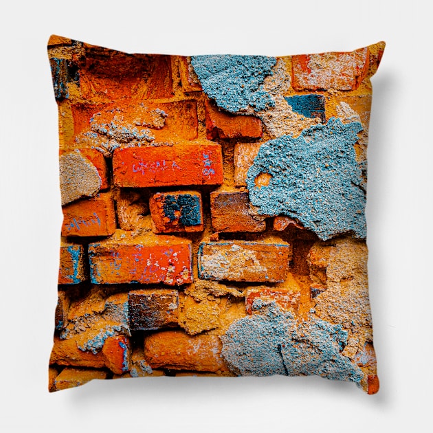 Light brown brick wall Pillow by kall3bu